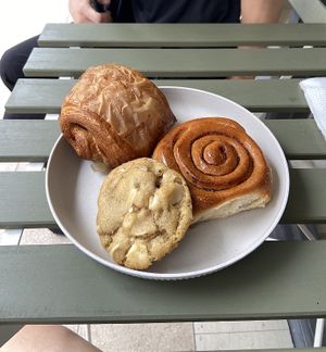 pain au chocolate, cinnamon roll, cookie  at Rya Bakehouse in Central Singapore