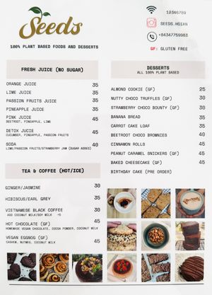 Menu as of 30 April 2025, page 3/3  at The Seeds Plant-Based Foods & Desserts in Hoi An