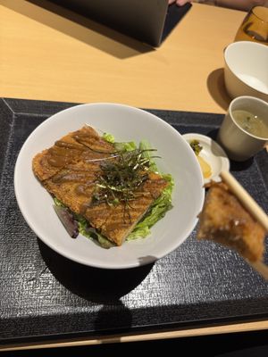 Katsu with pickles and miso soupp  at HND - Diversity Diner - T3 - Departures in Tokyo