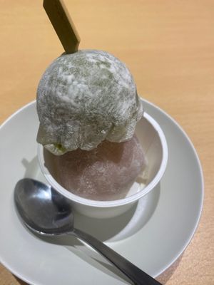 Matcha and strawberry mochi ice cream  at HND - Diversity Diner - T3 - Departures in Tokyo