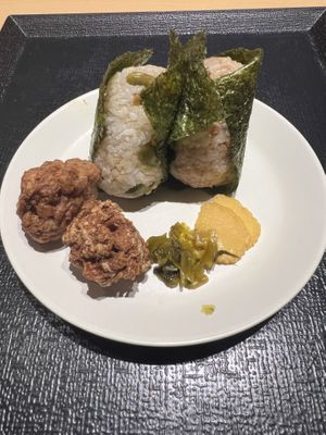 Rice Balls and 2 Kara-age  at HND - Diversity Diner - T3 - Departures in Tokyo