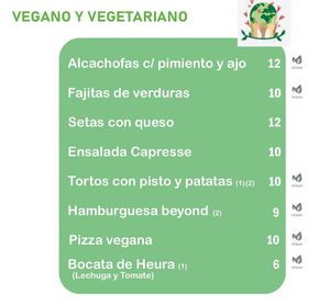 Opciones veganas y vegetarianas en carta  at Camping Ribadesella in Ribadesella