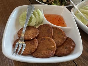 vegan fish cookies  at Baan Im Yen in Nakhon Pathom