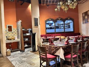 Inside the restaurant , kitchen at the back there.   at Mother India in Kota Kinabalu