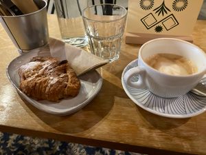 Pistache croissant and latte.  at LUA Coffee & Treats in Zwolle
