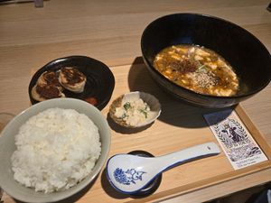 Mapo Tofu with Gyoza at tsuminaki Mapo Tofu - 罪無き麻婆豆腐 in Tokyo