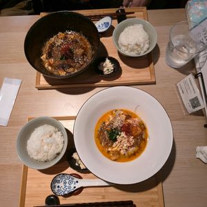 Sichuan Pepper and "White and red" (sesame paste with red chili peppers) Mapo Tofu at tsuminaki Mapo Tofu - 罪無き麻婆豆腐 in Tokyo