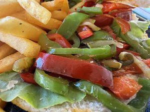 The sandwich has a lot of vegetables but no dressing   at Gradska Cetinje in Cetinje