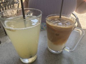 Lemonade and iced coffee with soy milk (good)   at Gradska Cetinje in Cetinje