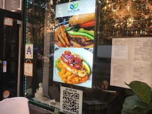 Front window at Good Health Cafe in New York City