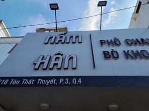 Sign outside at Nấm Hân in Ho Chi Minh City