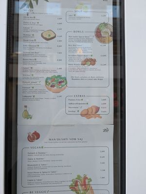 Speisekarte at Manoushti in Goslar