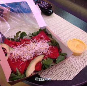 Raw Ravioli with amazing Red Pepper/Pine nut/Turmeric dressing. at Rag Bar in Frankfurt