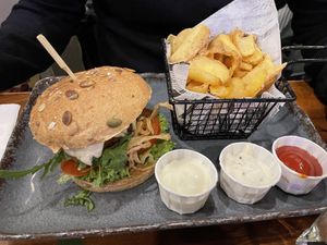 Monster burger + fries  at Grill & Green in Hamburg