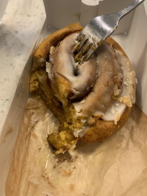 Pumpkin cinnamon roll. Absolutely out of this world  at Reverie Bakeshop in Richardson