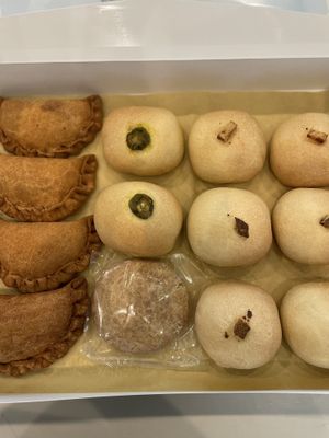 Black bean empanadas, Veg dog jalapeño and potato tofu scramble  at Reverie Bakeshop in Richardson