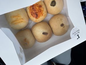 Breakfast kolaches: jalapeno sausage, soyrizo, sausage, potato tofu   at Reverie Bakeshop in Richardson