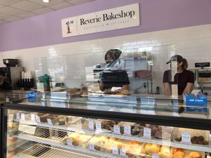 The middle section with mostly cake balls & kolaches  at Reverie Bakeshop in Richardson