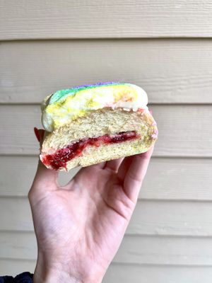 Strawberry filled king cake   at Reverie Bakeshop in Richardson