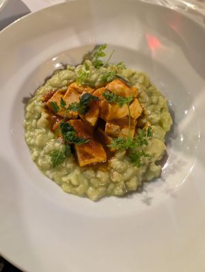 Risotto with tofu truffle at Aux Trois Maries in Lyon