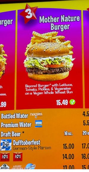 Menu - Vegan option   at Krusty Burger in Universal City