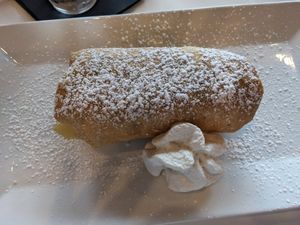 Cha Cha Cha (dessert chimichanga with fruit cobbler inside) at The Modern Vegan in Royal Oak