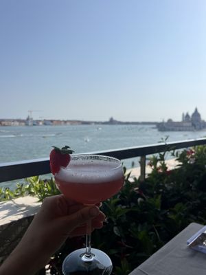 View at the top with drink  at Terrazza Danieli in Venice
