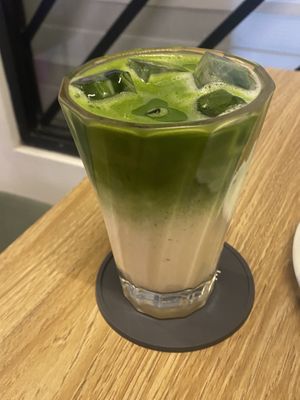 Iced matcha latte with oat milk PHP220  at Odd Cafe in Makati