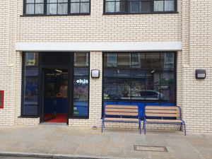 Low-key exterior at Okja in East London