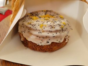 Lemon and poppy seed pastry at Okja in East London