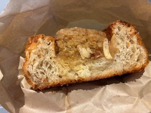Inside of almond croissant at Okja in East London