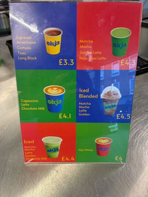 Drink menu at Okja in East London