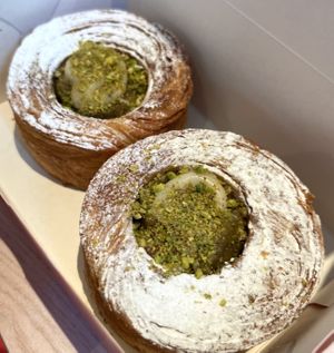 Citrus pistachio cruffin  at Okja in East London