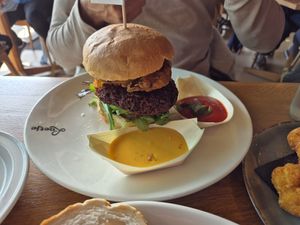 Beetroot burger at Loetje in Reeuwijk