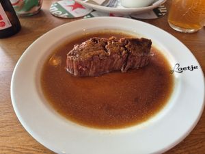 Printed vegan stake at Loetje in Reeuwijk