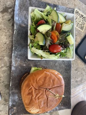 Beyond Burger with mixed greens  at Prickly Pear Kitchen in Page