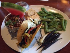 The Vegan Tasting. Don't be fooled - this is a one plate sampler, not a multi-course dinner. Still, it's quite good.  at Seasons 52 in Kansas City