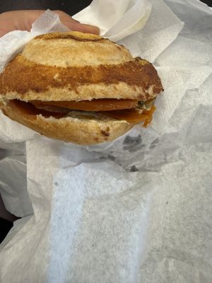the fish burger was not so my taste   at VIE - Veganista / The LaLa - T3-F in Vienna