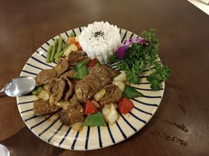 The vegan vietnamese luk lak beef at Hoang's Kitchen in Ho Chi Minh City