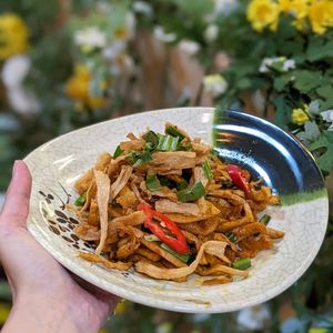 Vegan Sautéed Bamboo Shoots with “Pork Ribs” at Lập Vegetarian Restaurant in Central Singapore