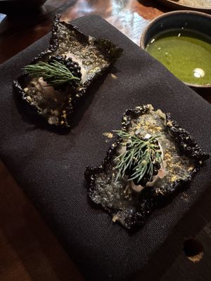 Toasted nori and seaweed caviar  at Surrell in Seattle