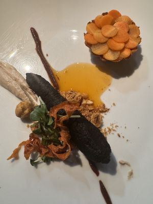 Fermented carrot and carrot tartine  at Surrell in Seattle