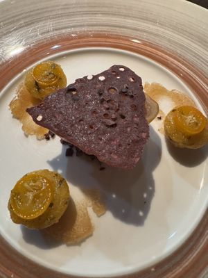 Lemon and kumquat dessert  at Surrell in Seattle