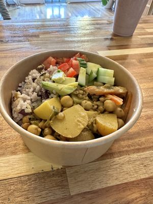 Abundant chickpea curry bowl   at Native Soul Bar  in Hampton