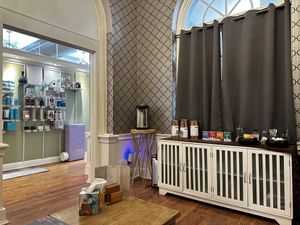 Coffee station in the areaa  at Knick Salon and Spa  in Milwaukee