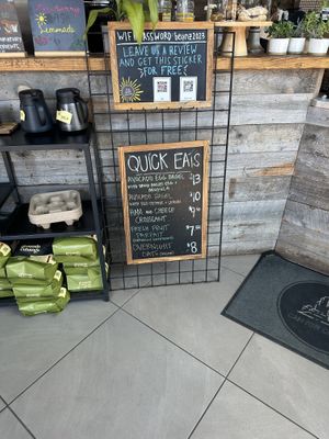 Labeled vegan options  at Canyon Coffee in Springdale