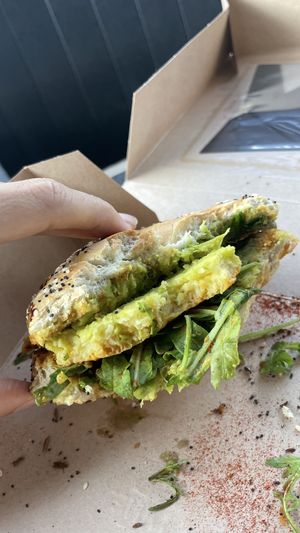 Just egg bagel   at Canyon Coffee in Springdale