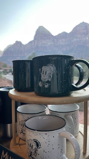 Cute logo and merch   at Canyon Coffee in Springdale