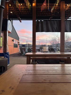 Sunset from their patio   at El Sueñito Brewing Company in Bellingham