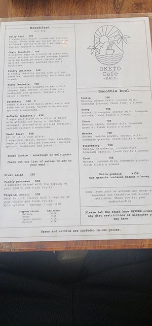 Menu 2 - September 2024 at Oketo Cafe Candidasa in Manggis